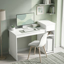 Scrivania per Studio e Scrittura 108x50x82 cm con Cassetto e Scaffali in Legno Bianco      