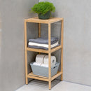 Scaffale a Colonna da Bagno 33x32x77,5 cm Armadio Organizer 3 Ripiani in Legno Bambù