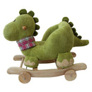 Dondolo Dino in Peluche e Legno con Ruote per Bambini