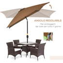 Ombrellone da Giardino 200x300 cm Rettangolare con Manovella e Angolazione Regolabile in Poliestere Caffè      