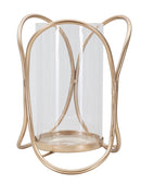 Porta Candele Glox Dark Ø16x21,5 cm in Ferro e Vetro Scuro      
