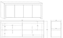 Credenza Mobile da Salotto 4 Porte 210x50x82cm TFT  Amber Bianco Lucido