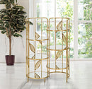 Libreria Leaf Double 73x90x35 cm in Ferro e MDF Oro