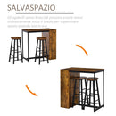 Set Bancone Bar con 2 Sgabelli Alti e Mensole Marrone Rustico