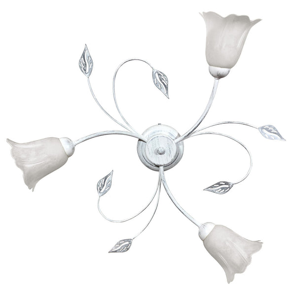 Plafoniera 3xE14 Montatura Bianco Argento Vetro Spugnato Bianco E-Energy Teresa acquista