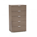 Cassettiera 5 Cassetti Rovere Grigio 60x38x103 h cm in Truciolare bilaminato Rovere grigio