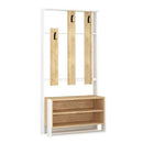 Mobile Ingresso con Scarpiera e Appendiabiti 90x36x180 cm in MDF Chester Bianco Rovere