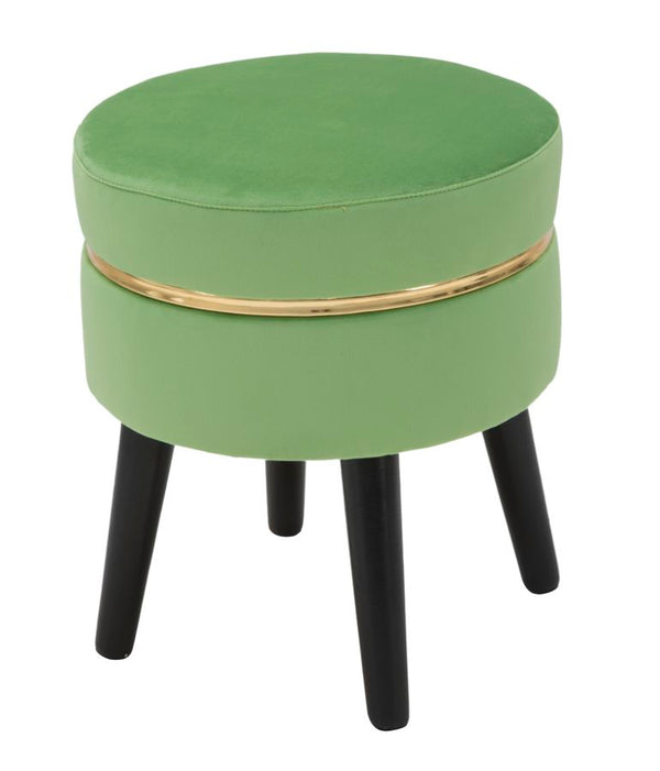 prezzo Sgabello Paris Verde Chiaro Ø35x40,5 cm in Legno Spugna e Poliestere Verde e Oro