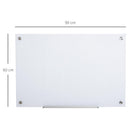 Lavagna Bianca da Parete in Vetro 90x60x0,4 cm con Pennarelli e Cancellino 