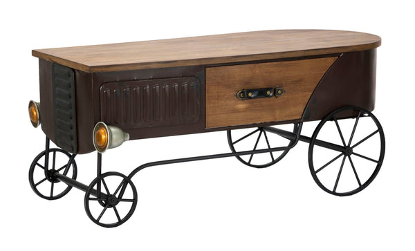Tavolo da Caffé Old Style 124,5x61x50,5 cm Legno di Abete e MDF e in Ferro Marrone prezzo