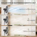 Ventilatore a Piantana 3 in 1 Oscillante 45x38x130 cm con Nebulizzatore d'Acqua Telecomando e Timer 9h Nero      