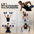 Set Pesi da Palestra 6 in 1 Utilizzabile come Kettlebell Manubri Bilanciere Supporto in Plastica e Sabbia Blu      
