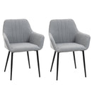 Set 2 Sedie Imbottite 59,5x56,5x81 cm in Lino Grigio Chiaro