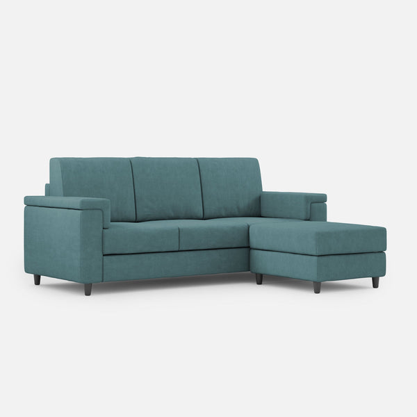 Divano 3 Posti con Pouf 208x155x85 cm Marrak in Tessuto Petrolio acquista