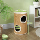 Torre Tiragraffi per Gatti con Casette in Peluche a 2 Livelli in Sisal Marrone  