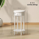 Set 2 Comodini con Cassetto Rotondi Ø35,5 x 71 cm in Legno Bianco 