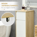 Mobile Bagno con Cassetto e Armadietto con Ripiano Regolabile Interno 32,6x30x90 cm in MDF Bianco e legno naturale
