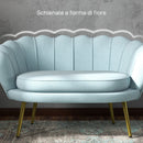 Divano 2 Posti 130x77x77 cm in Velluto Azzurro  