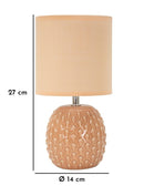 Lampada da Comodino Pontus Pesca Ø14x27 cm in Ceramica e Ferro e Tessuto Pesca      