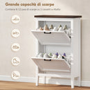 Scarpiera Country 60x26,5x96,7 cm con 2 Cassetti Ribalta in MDF Bianco      