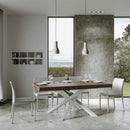 Tavolo Allungabile 200-304x90x77 cm Volantis Premium Noce Telaio Bianco 
