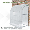 Serra Addossata a 3 Livelli 200x100x215 cm con Porte e Finestre Avvolgibili in PE e Acciaio Verde e Bianco      