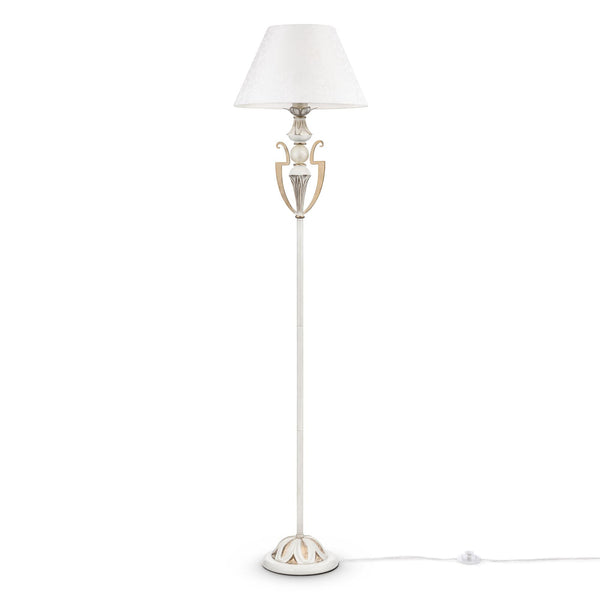 Lampada da terra Elegant in Metallo Monile Bianco con Oro sconto