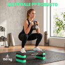 Stepper Aerobico Regolabile 68x29x10-15- 20 cm con Riser in PP Nero e Verde      