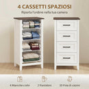 Cassettiera con 4 Cassetti, Mobile Alto per Camera da Letto e Soggiorno      