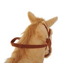 Cavallo Giocattolo con Suoni Realistici Sella Briglie e Poggiapiedi 85x28x60 cm in Poliestere Beige      