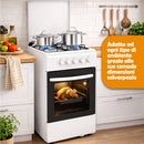 Cucina a Gas 86x50x50 cm Piano Cottura a 4 Fuochi da Esterno con Forno e Coprifuochi Bianco      