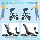 Triciclo a Spinta Seggiolino Reversibile per Bambini 110x58x100 cm Blu e Bianco
