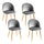 Set 4 Sedie Imbottite 38x43x74 cm in Vellluto Velvet Grigio e Oro