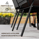 Set 4 Sedie da Giardino 56x66x91 cm Impilabili in Acciaio e PP Nero      