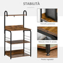Mobile Cucina 4 Ripiani 60x40x125 cm in Acciaio e Legno