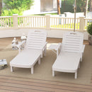 Set 2 Sdraio da Giardino Regolabili 79x158x88 cm con Tavolino e Braccioli in Polipropilene Bianco      