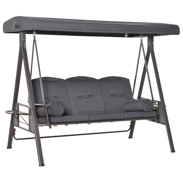 prezzo Dondolo da Giardino 3 Posti 208x120x172 cm Tetto Regolabile Portabicchieri e Cuscini Grigio