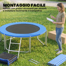 Trampolino da Giardino Ø183x200 cm con Rete di Protezione e Scala in Acciaio PP Blu      