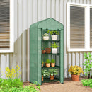 Serra da Balcone a 4 Livelli 69x50x165 cm con 4 Rotelle e Ingresso Avvolgibile in Acciaio e PE Verde      