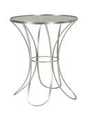 Tavolinetto Trixy Ø56x68 cm in Ferro e Vetro Argento      