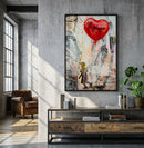 Stampa con LED su Tela Heart 60x3,5x90 cm in Tela e Plastica e MDF Multicolor      