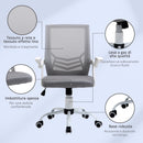Sedia da Ufficio Ergonomica con Supporto Lombare 62,5x55x94-104 cm in Tessuto a Rete Grigio 