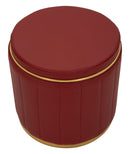 Puff con Contenitore London Rosso Ø46,5x44 cm in Pino e MDF e Spugna e Metallo e PU      