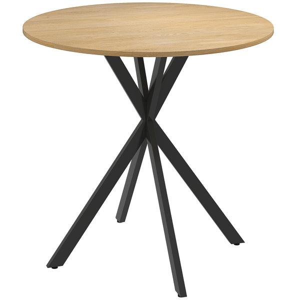 Tavolo da Pranzo Rotondo Stile Industriale Ø80x75 cm con Gambe a Croce in Acciaio Colore Quercia sconto