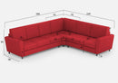 Divano Angolare 6 Posti 288x248x85 cm Yasel in Tessuto Rosso