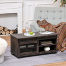 Tavolino Basso con Anta Scorrevole 100x45x45 cm in Legno Marrone Scuro