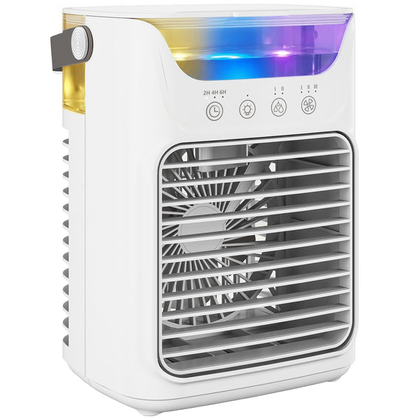 online Ventilatore da Tavolo con 3 Velocità Luce RGB Funzione Nebulizzazione in ABS e PP Bianco