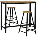 Set 2 Sgabelli Bar e Tavolo Alto in MDF e Acciaio Marrone Rustico e Nero