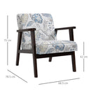 Poltrona Imbottita 68,5x78,5x75 cm in Legno e Cuscino Fantasia a Fiori 