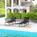 Set 2 Lettini Prendisole 189x58x30 cm con Schienale Reclinabile in Acciaio Nero      
